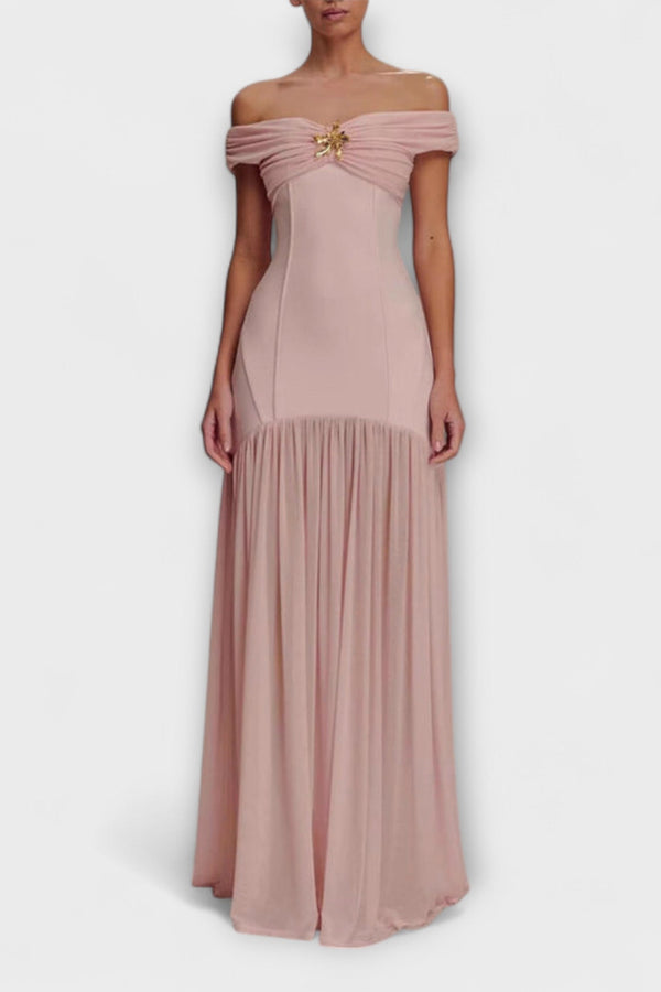 Maelie - Chic Strapless Bodycon Maxi Jurk met Bloemdecoraties