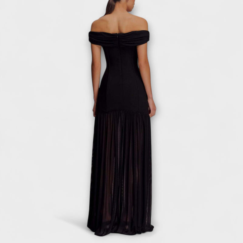 Maelie - Chic Strapless Bodycon Maxi Jurk met Bloemmotieven