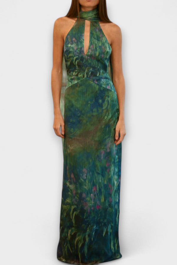 Maisie - Monet Iris Print Maxi Jurk