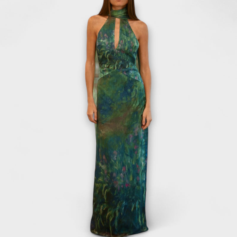 Maisie - Monet Iris Print Maxi Jurk