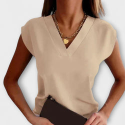Dames V-hals Zomer Top met Losse Mouwen