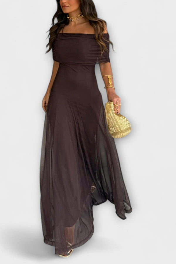 Meadow - Toledo One-Shoulder Mesh Maxi Jurk