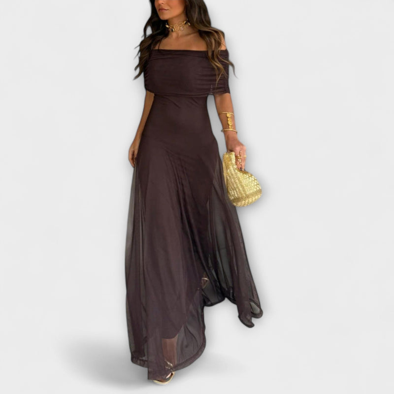 Meadow - Toledo One-Shoulder Mesh Maxi Jurk