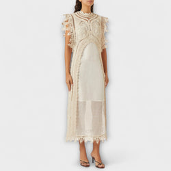 Mira - Geweven Holle Organza Maxi Jurk