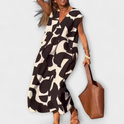 Elowen - Mouwloze Jurk met Uniek Geometrisch Print