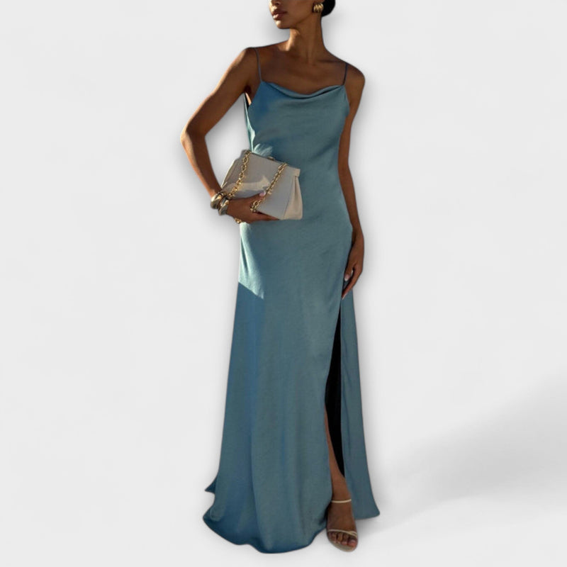 Hallie - Chic Satijnen Maxi Jurk met Hoge Splits