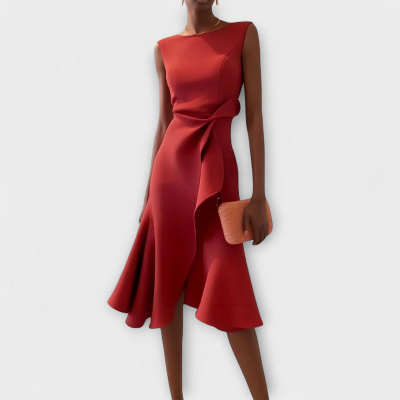 Juliette – Asymmetrische Geplooide Midi-jurk