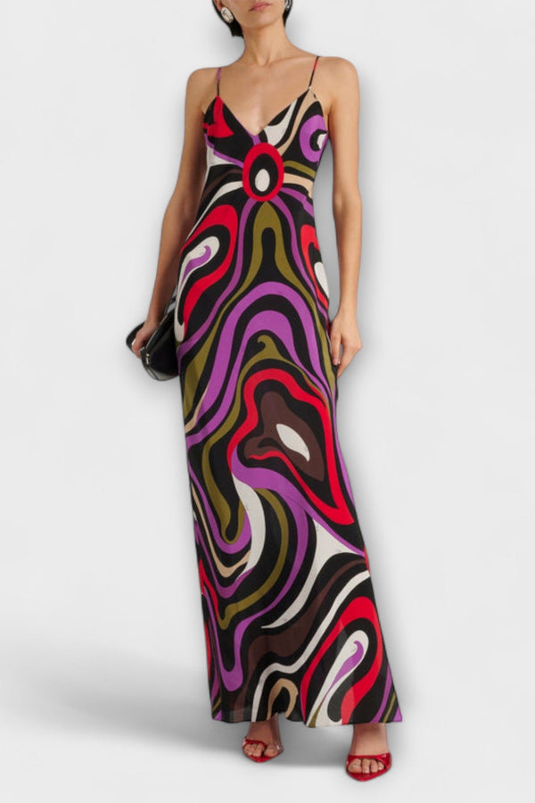 Daphne - Maxi Jurk in Marmerprint