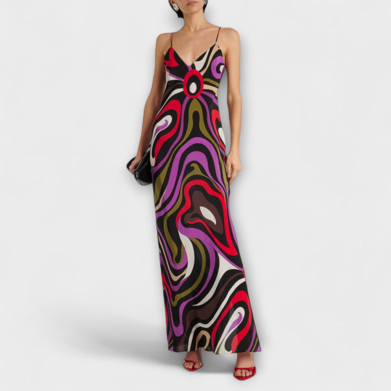 Daphne - Maxi Jurk in Marmerprint