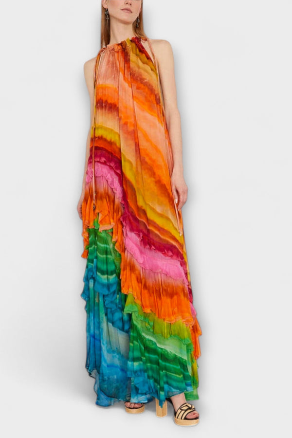 Velia - Elegante Chiffon Jurk tot de Enkel met Vloeiende Ontwerp