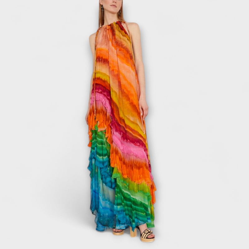 Velia - Elegante Chiffon Jurk tot de Enkel met Vloeiende Ontwerp