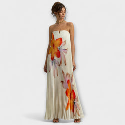 Michelle - Sweetheart Maxi Jurk in Oranje Bloemen