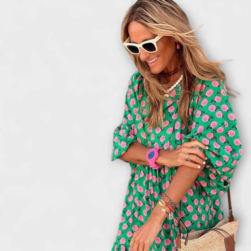 Cassandra - Dames High-Low Jurk met Geometrische Print