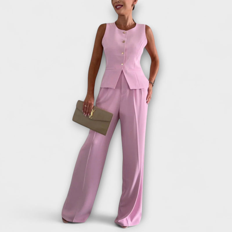 Wilhelmina - Chic Mouwloze Top en Broek Ensemble