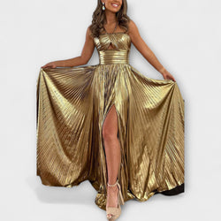 Maxi Jurk met Metallic Stof