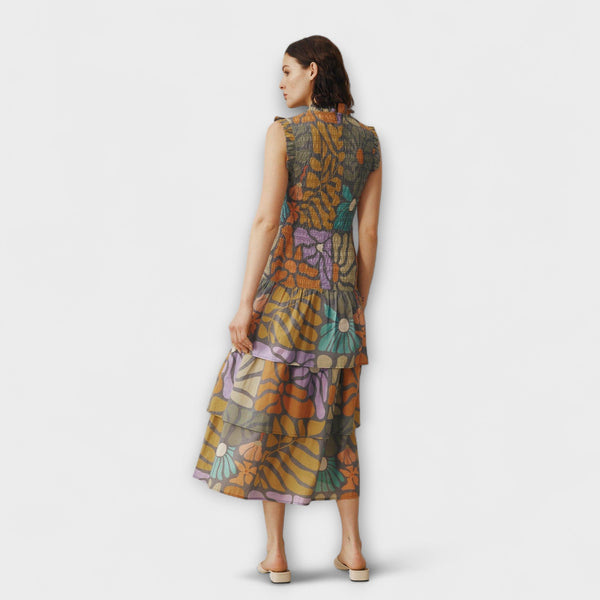 Multicolore Botanische Midi-jurk