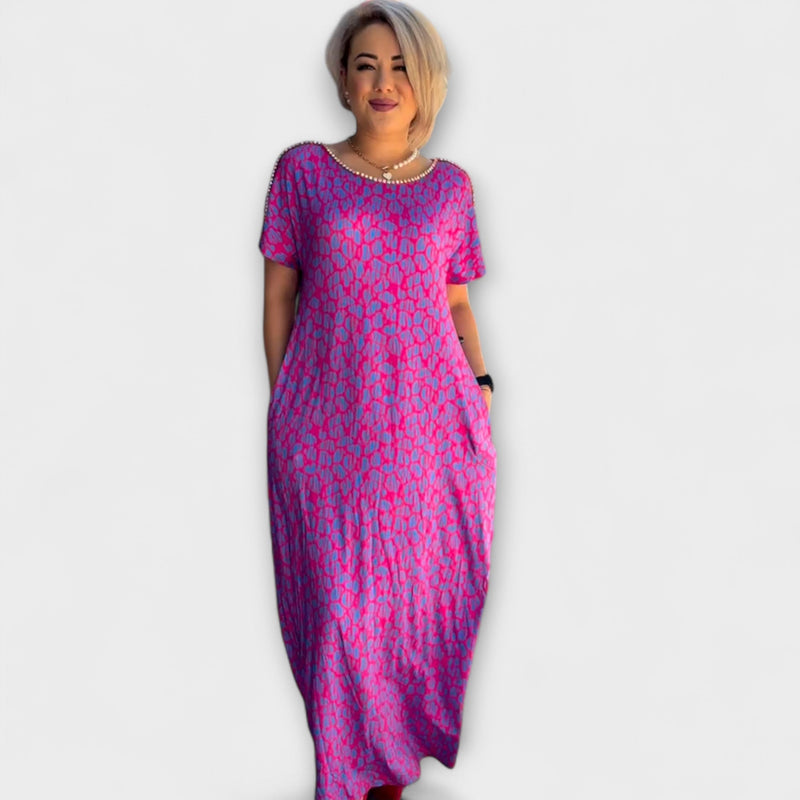 Raven - Chic Lente Maxi Jurk met Zakken en Stijlvolle Print