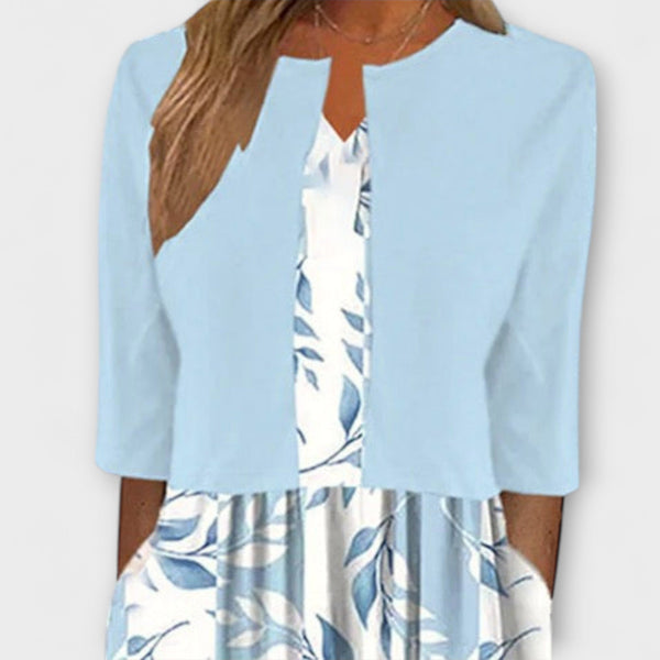 Greer - Bloemen Midi Jurk Set met Bijpassende Jas