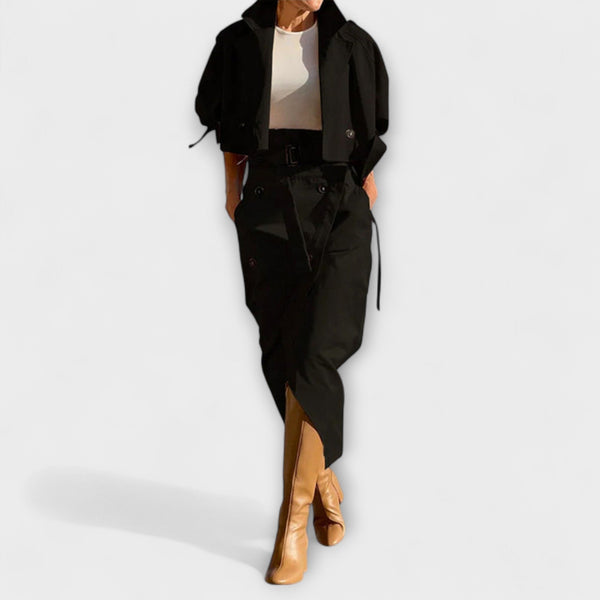 Lyra - Elegante Midi Rok Jas met Zakken