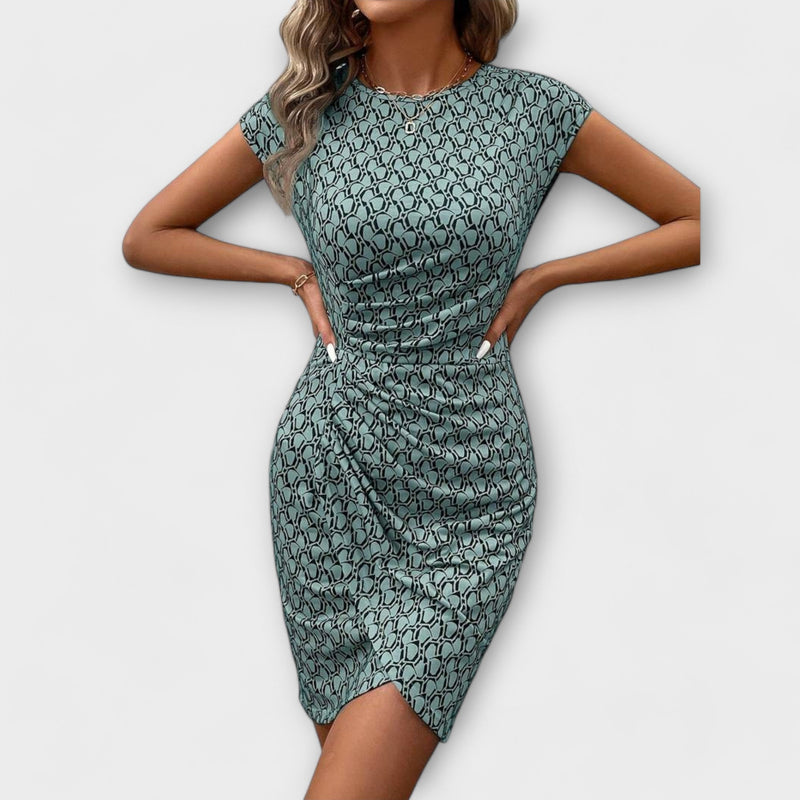 Emma - Korte Mouwen Tulp Jurk met Allover Print