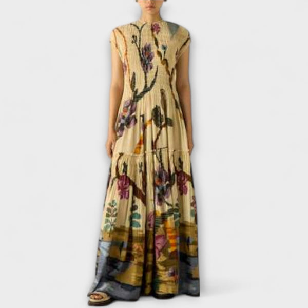 Amanda - Maxi Jurk met Geplooid Print Ontwerp