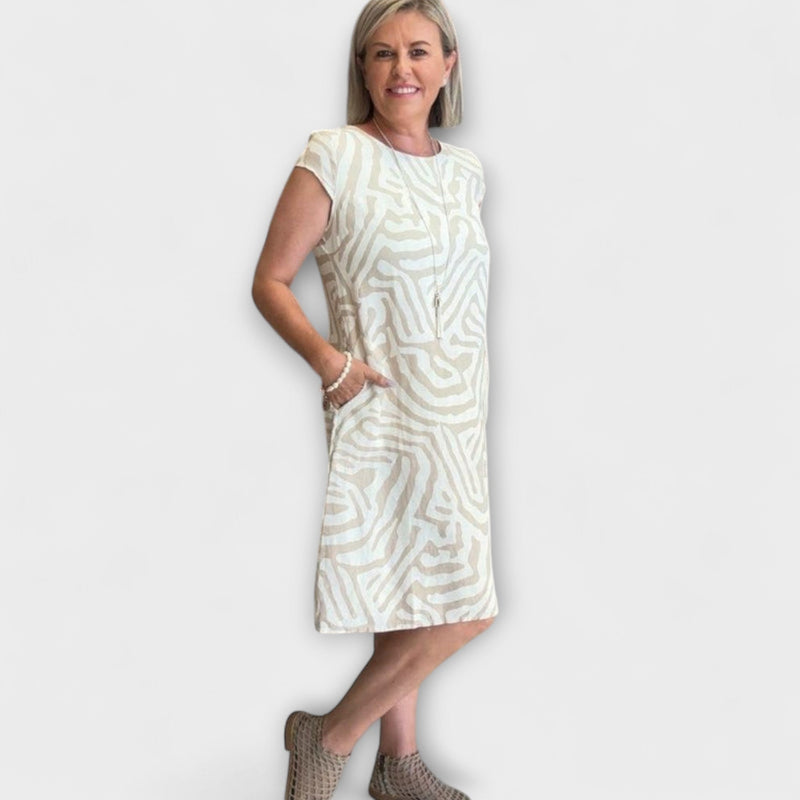 Nelia - Zomerjurk met Ronde Hals en Mooie Print