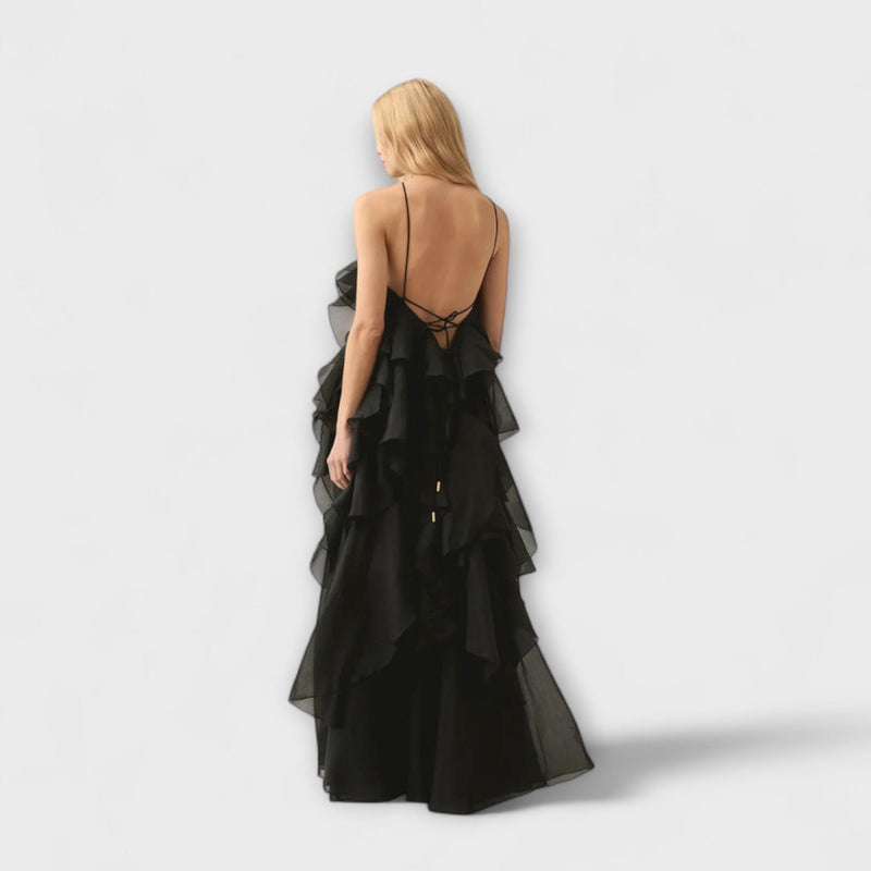 Nephele - Elegante Rimpel Halter Cocktailjurk