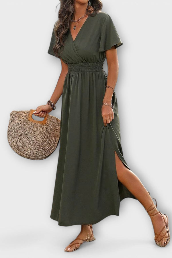 Heather - Elegante Boho Jurk met V-Hals en Lange Mouwen
