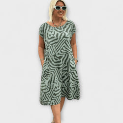 Nelia - Zomerjurk met Ronde Hals en Mooie Print