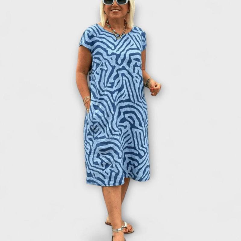 Nelia - Zomerjurk met Ronde Hals en Mooie Print