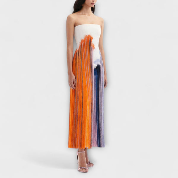 Zomer - Stijlvolle Colorblock Jurk met Trendy Franje