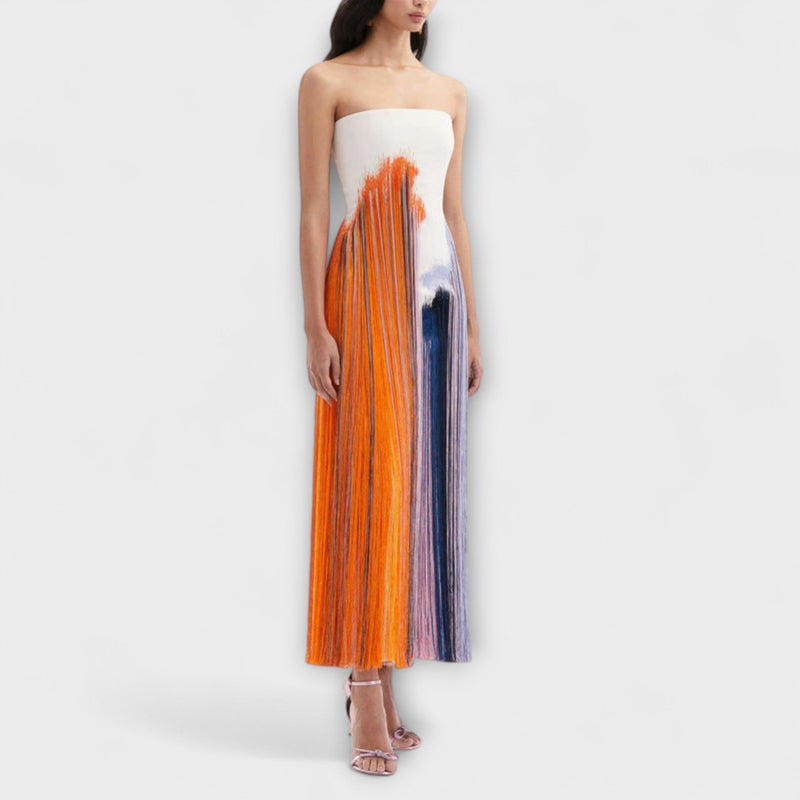 Zomer - Stijlvolle Colorblock Jurk met Trendy Franje