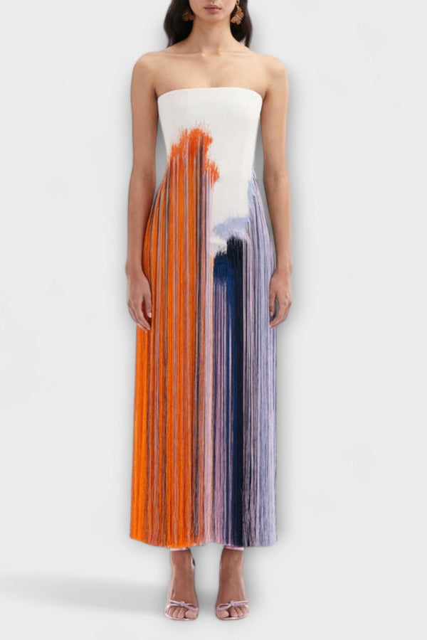 Zomer - Stijlvolle Colorblock Jurk met Trendy Franje