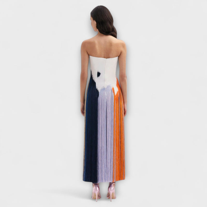 Zomer - Stijlvolle Colorblock Jurk met Trendy Franje