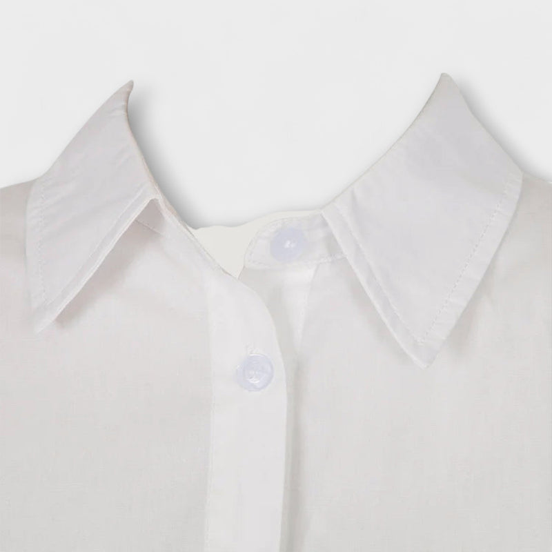 Indie - Witte plooien jurk met lange mouwen