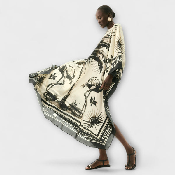 Melissa - Extra grote Flamingo Print Kaftan Maxi Jurk