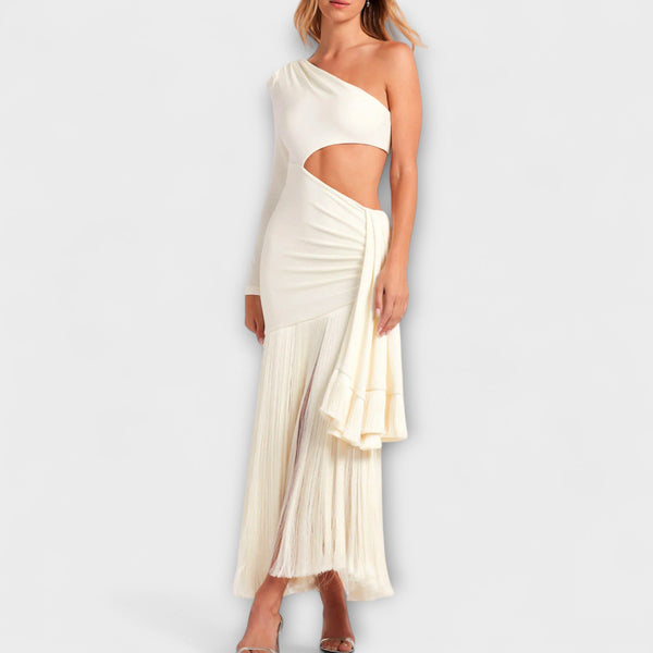 Alice - Opvallende Cutout Franje Maxi Jurk