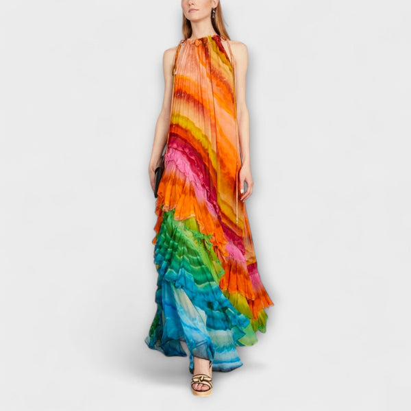 Velia - Elegante Chiffon Jurk tot de Enkel met Vloeiende Ontwerp