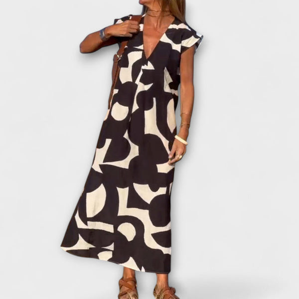 Elowen - Mouwloze Jurk met Uniek Geometrisch Print