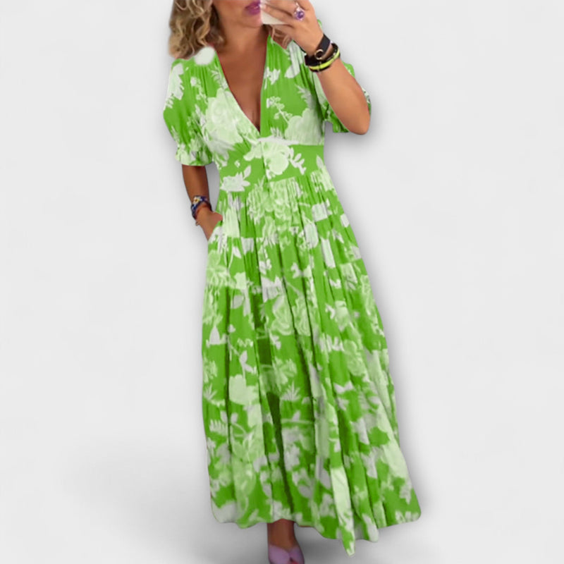 Catrisa - Bloemenprint V-hals Jurk