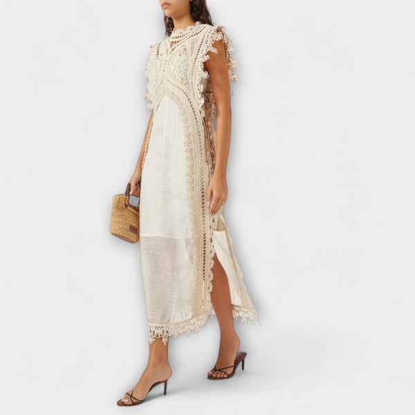 Mira - Geweven Holle Organza Maxi-jurk
