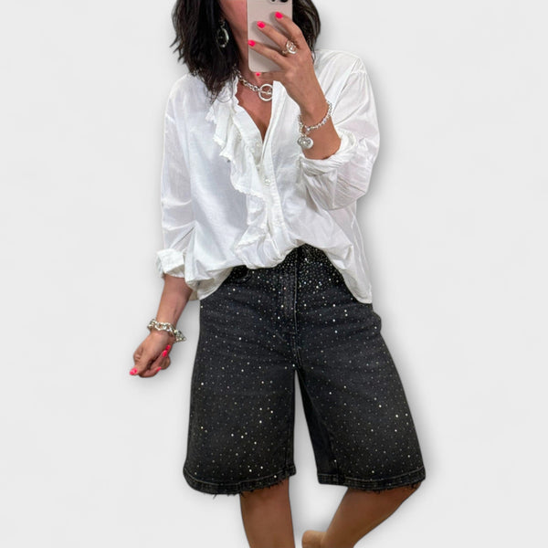 Amaris - Bermuda Shorts met Strass Versieringen