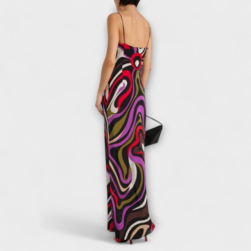 Daphne - Maxi Jurk in Marmerprint