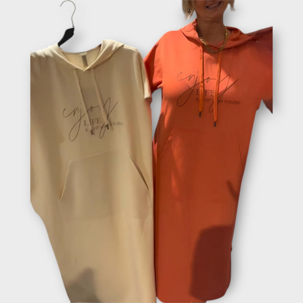 Parker - Hoodie Jurk met Casual Letter Print