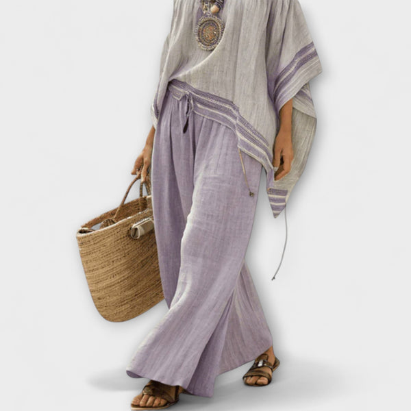 Roze - Boho Bardot Linnen Set