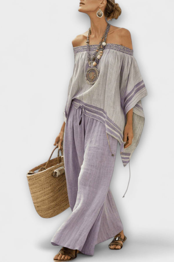 Roze - Boho Bardot Linnen Set