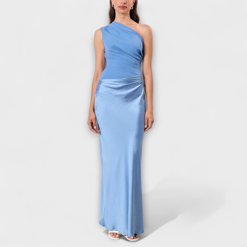 Elegante Maxidress met Eén Schouder en Plissé