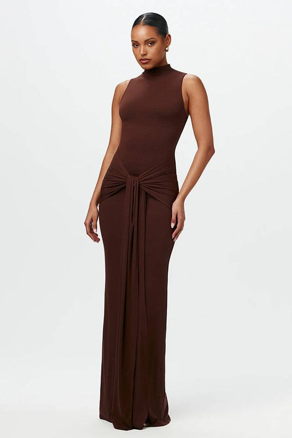 Calista - Stijlvolle Geknoopte Maxi-jurk Gemaakt van Vloeiende Chiffon