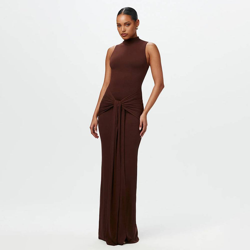 Calista - Stijlvolle Geknoopte Maxi-jurk Gemaakt van Vloeiende Chiffon