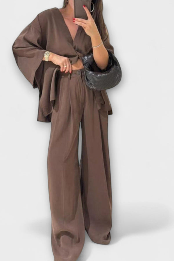 Jacqueline - Casual V-Hals Top en Broek Duo